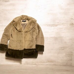 RACHEL Rachel Roy Tan and Brown Teddy Jacket